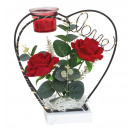 groothandel Tuin & Doe het zelf: Metalen decoratie met rode rozen en LED-licht voor