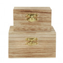 wholesale Decoration: Set of 2 wooden box 9x6cm h = 4,5cm & 10x8cm h