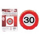 Folienballon Jubiläum Verkehrsschild '30', 45cm