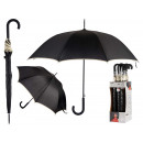Schwarzer 8-Rippen-Regenschirm mit cremefarbenem R