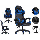 black and blue gamer chair