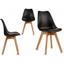 plastic chair with black wooden legs