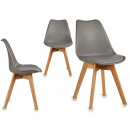 plastic chair with gray wooden legs