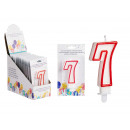 birthday candle number 7 white red border