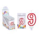 candle birthday numbers 9 white edge red