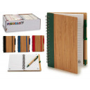 bamboo notebook smooth rubber and pen 16x12cm asso