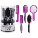 set 4 hair brushes and mirror, 2 times assorted