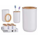 white toothbrush holder with bamboo lid