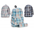 backpack with checkered case, 3 times assorted