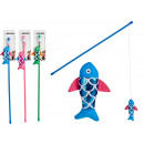groothandel Tuin & Doe het zelf: stok speelgoed voor kat met vis, kleuren 3 keer zi