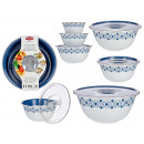 set of 3 bowls with blue tosca lids