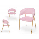 gold chrome chair with pink upholstered backrest