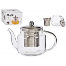 straight blown glass teapot steel