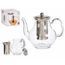 Classic large glass teapot steel