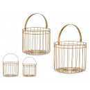 set of 2 golden cylindrical baskets