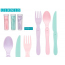 set 13 pieces picnic cutlery past colors