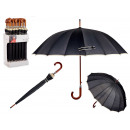Regenschirm 16 Rippen schwarzer cremefarbener Rand