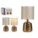 set 2 small cylindrical ceramic golden lamps
