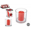 candle holder candle block red berries