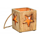 Lanterna decoro stella in vetro in legno di mango 