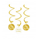 Swirl decorations gold/white - Happy birthday