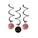 Swirl decorations rose/black - 40