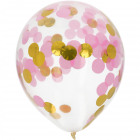 Arany és rózsaszín konfetti lufi 30 cm - 4 darab