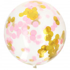 XL ballon konfetti arany/rózsaszín színnel - 61 cm
