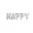'Happy' Silver fólia lufi - 36 cm