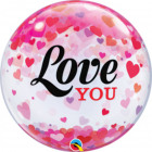 Love You Hearts Bubbles Balloon - 56 cm
