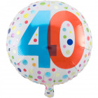 40 Years Happy Bday Dots fólia lufi - 45 cm