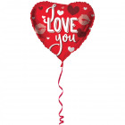 Szív alakú fólia lufi I Love You Red - 45 cm