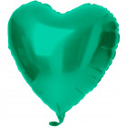 Fólia léggömb szív alakú zöld metál matt - 45 cm