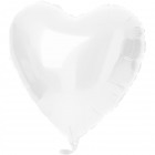Fólia léggömb szív alakú fehér metál matt - 45 cm