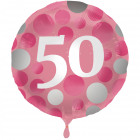 Fényes rózsaszín fólia ballon 50 éves - 45 cm