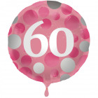 Fényes rózsaszín fólia ballon 60 éves - 45 cm