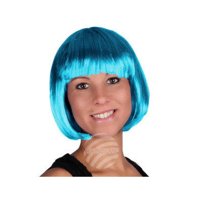 blue bowl cut wig