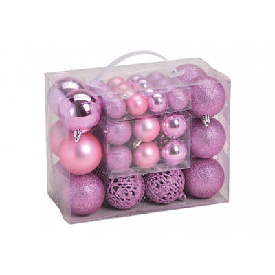 Set palline natalizie in plastica rosa 50 pezzi (