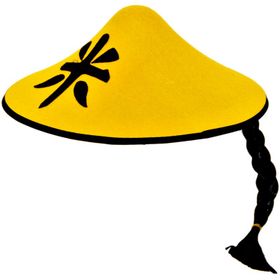 Cappello cinese giallo con treccia da ingrosso e import