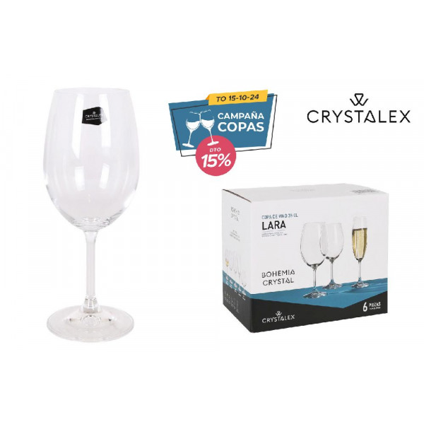 Copa de Cristal Para Vino Blanco - Set de 6 Copas de 350 ml - Línea Bruna