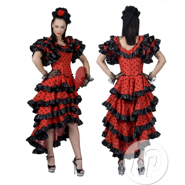 Asia Mentor persona vestido español rojo con lunares negros talla l En las compras al por mayor  !