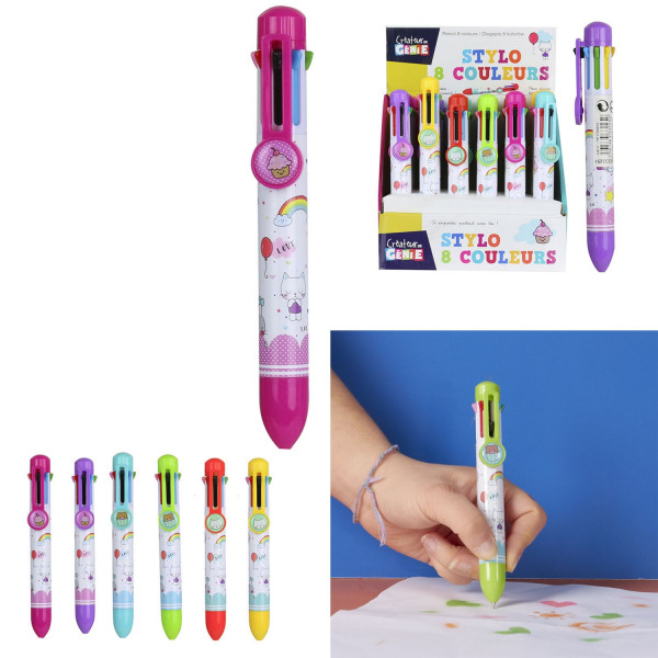 stylo 8 couleurs, 6-fois assorti dans l'achat en gros !