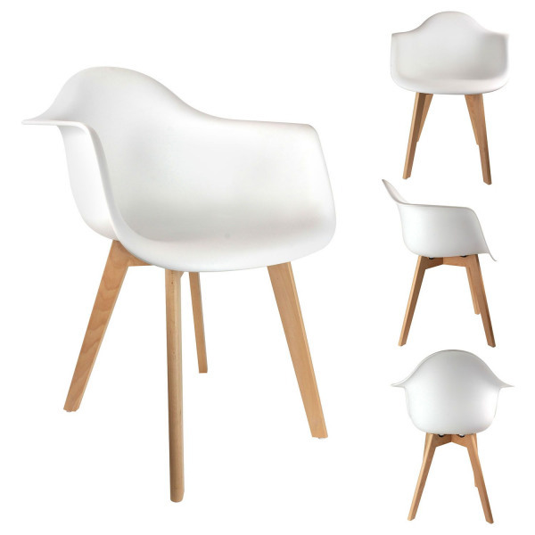 CHAISE SCANDINAVE COQUE PP REMBOURREE BLANC