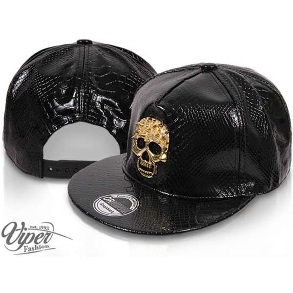 flatbrim cap "Luxury Skull" zwart in de groothandel !