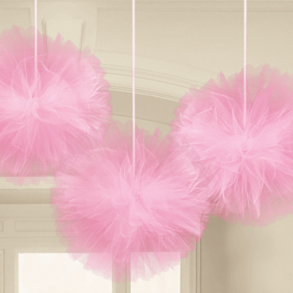 No esencial Oír de Elocuente Decoración pompones colgantes de tul rosa 3 uds. En las compras al por  mayor !