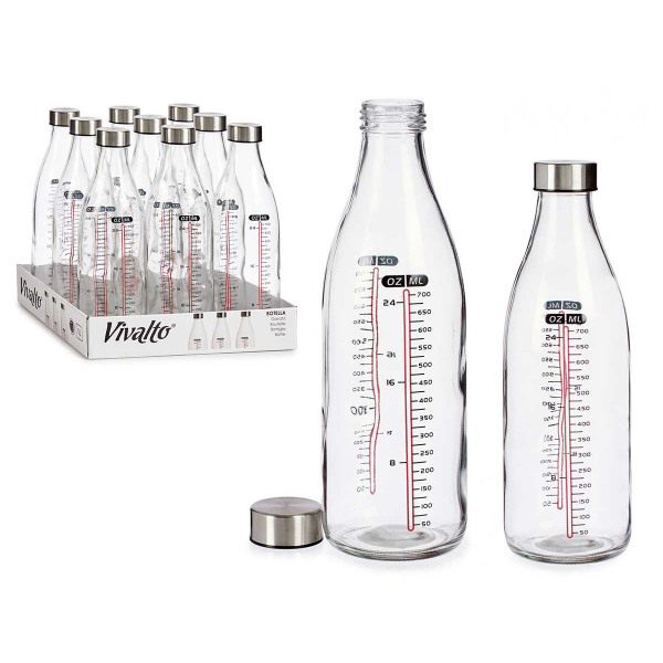 Botella De Vidrio Con Tapa 1 Litro Kit X3 Unidades