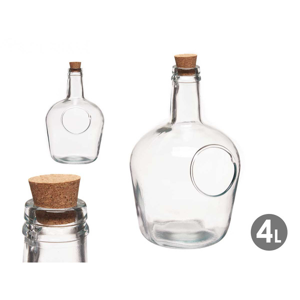 Carafe / bouteille en verre transparent avec bouchon en liège