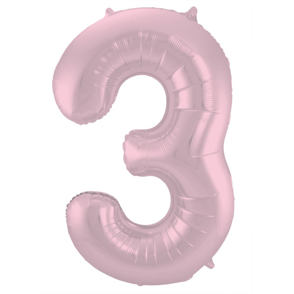 Globo de foil rosa pastel, metalizado brillo. Número 1-2-3