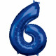Large number 6 blue foil balloon N34 packed 55cm