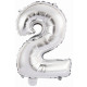 Mini number 2 silver foil balloon N16 packed 35 cm